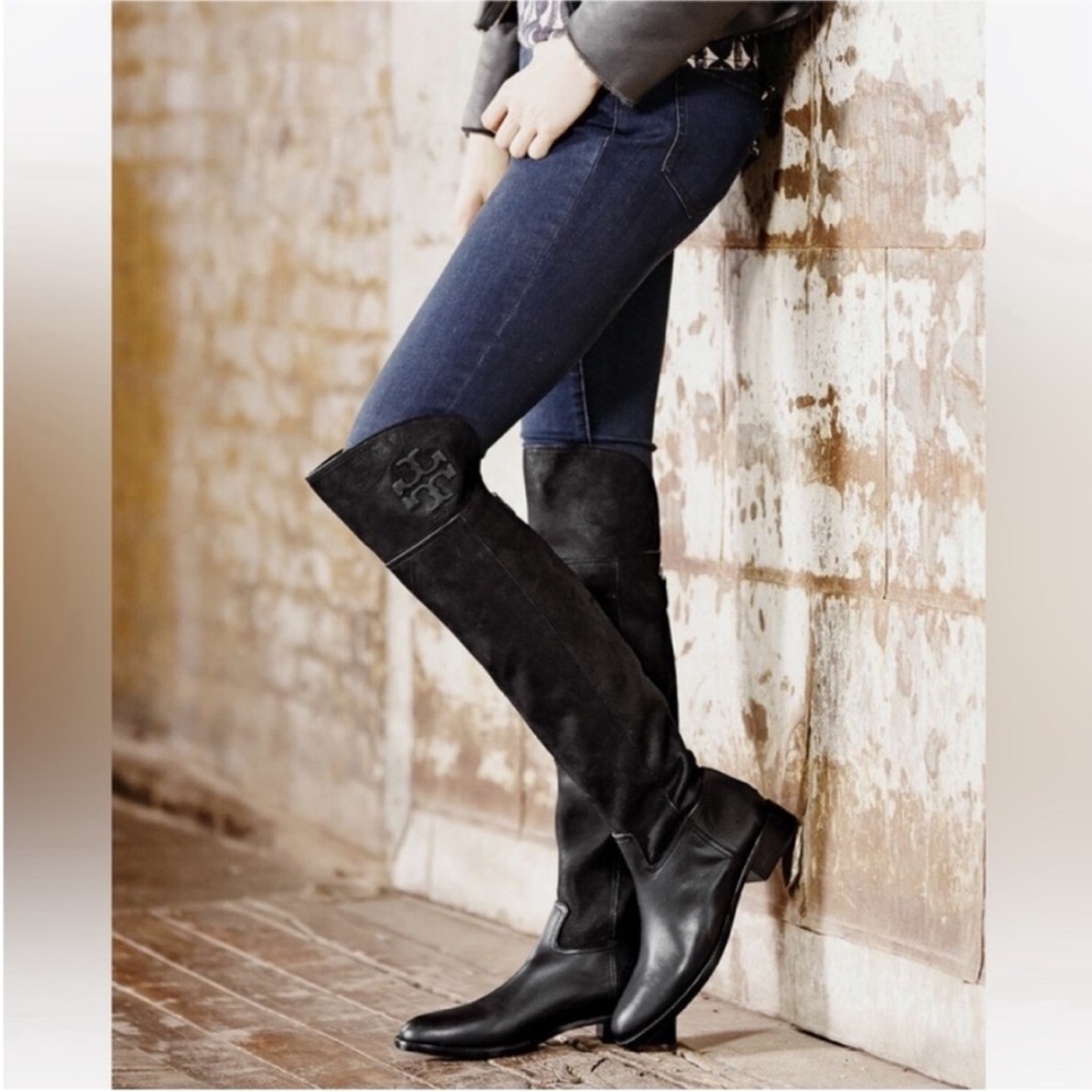 Tory Burch Simone Black Over-the-Knee Boots Size 8 - Picture 2 of 16